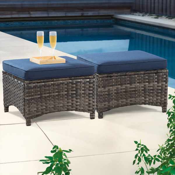 Latitude Run® Meyly Upholstered Outdoor Ottoman & Reviews | Wayfair